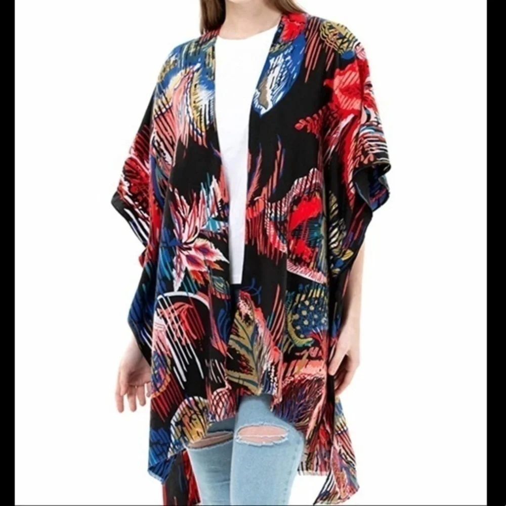 Black Floral Shawl with Armholes BRAND NEW
